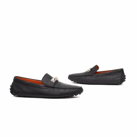 Hermes Men’s Black Leather Irving Collier de Chien Driving Loafers Size 43 US10 main image 5